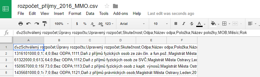 CSV s chybným oddělovačem